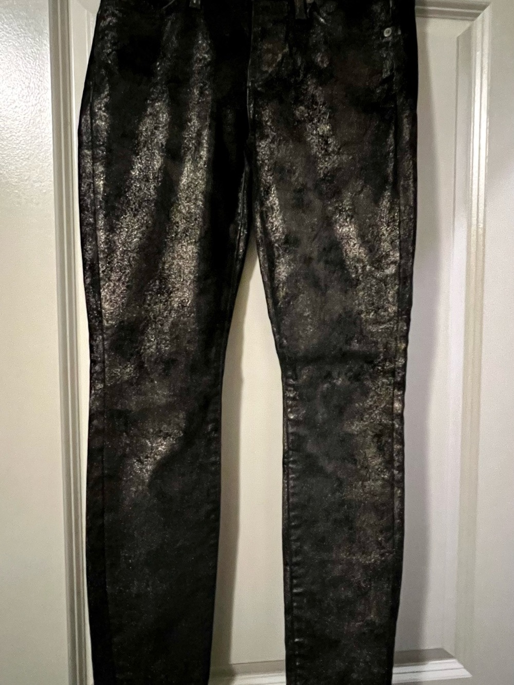 7 For All Mankind Seven Skinny Jeans – Metallic Shimmer Ankle Black ✨ Size 25